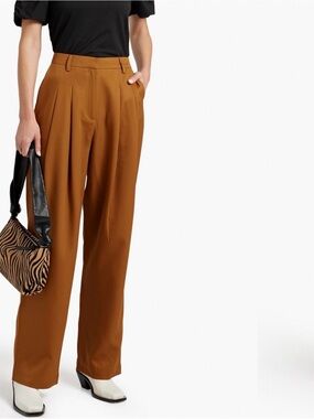 Walter Baker Wide-Leg High-Rise Pants in Caramel Brown